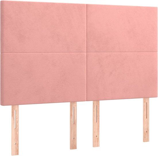 vidaXL Hoofdbord Roze Fluweel 144x5x118/128 cm
