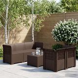 vidaXL - 5-Zits - Tuinbank - Rattanlook - PP - Bruin