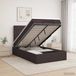 vidaXL Lit plateforme avec matelas et LED marron foncé 120 x 200 cm tissu