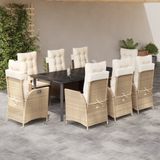 Maison Exclusive - Ensemble de jardin 9 pièces avec coin repas, coussins inclus, couleur beige, en polyrotin