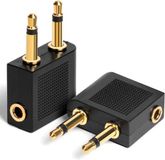Allecto plus Adaptateur universel pour casque d'avion - 2 pièces - Plaqué or - 3,5 mm