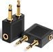 Allecto plus Adaptateur universel pour casque d'avion - 2 pièces - Plaqué or - 3,5 mm