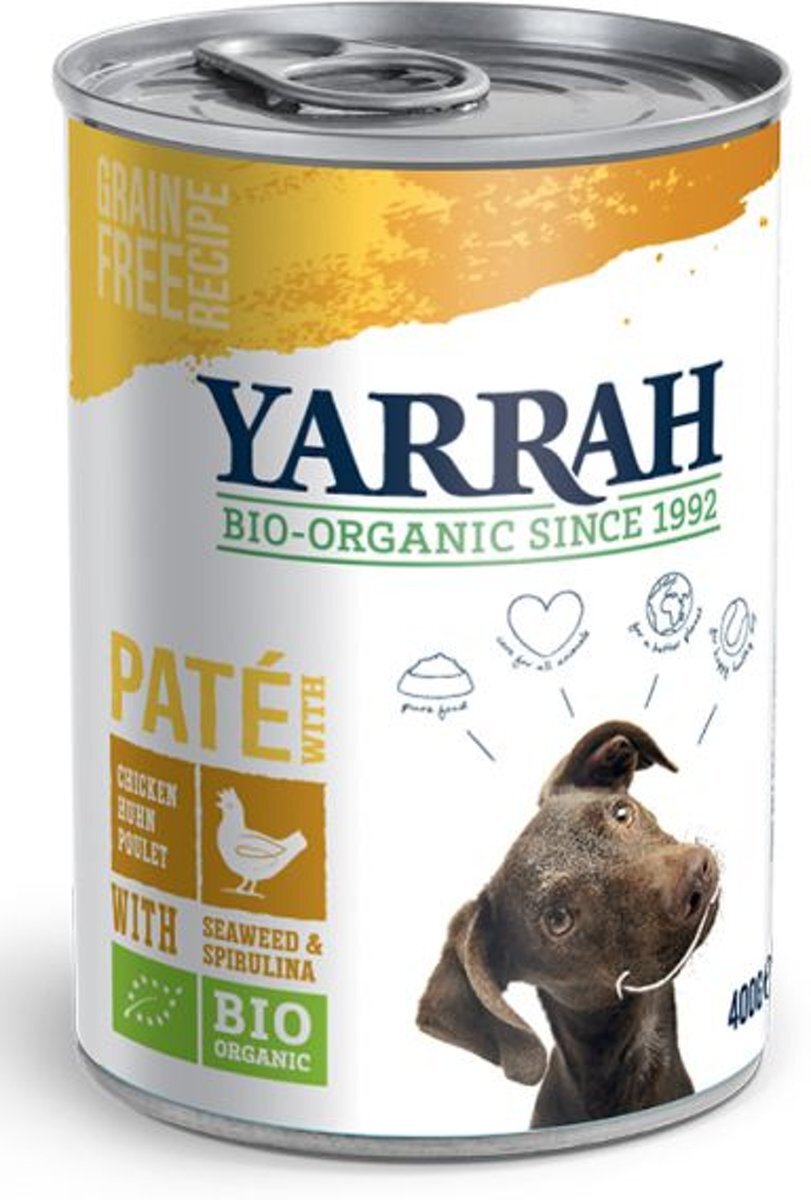 YARRAH dog blik pate met kip hondenvoer 400 gr