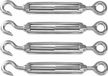 AMIG Spanschroeven/draadspanner met haak/oog - 4x - 11cm - 316L RVS - 120kg - M6 schroefdraad