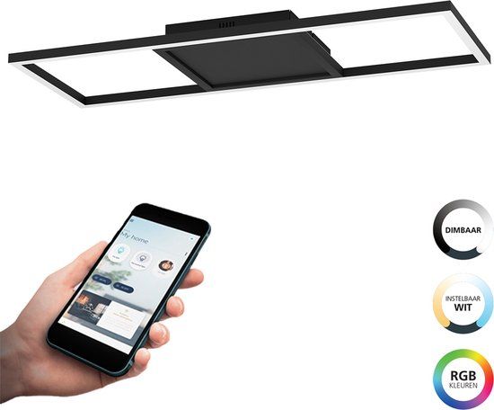 EGLO connect.z Calagrano-Z Smart Plafondlamp - 64 cm - Zwart/Wit - Instelbaar RGB & wit licht - Dimbaar - Zigbee