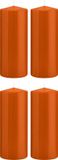 Trend Candles Bougie cylindrique/bougie tronc - 4x - Orange - 8 x 20 cm - 119 heures de combustion