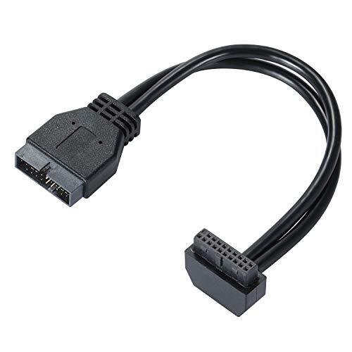 MZHOU SATA USB 3.0 Moederbord Front 19 Pin Mannelijke naar Vrouwelijke Verlengkabel 18cm High-Speed Aansluiting (Zwart)