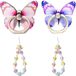 Set de 4 supports de téléphone papillon bleu-violet, avec pendentif fleur, support de téléphone portable et chaîne.