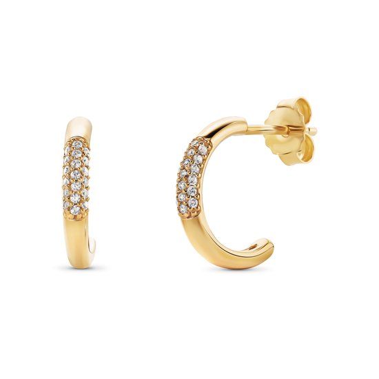 Miore 18K Gold Hoop Earrings with Zircons - Hypoallergenic Earrings