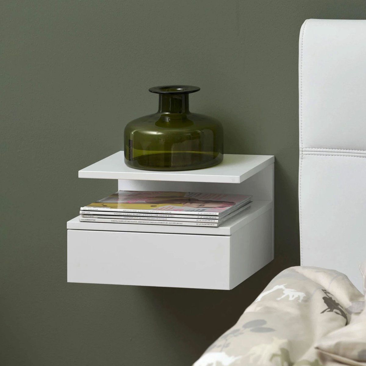 AC Design Furniture Hangend nachtkastje 'Cecilie' met lade, kleur wit - 5705994697377