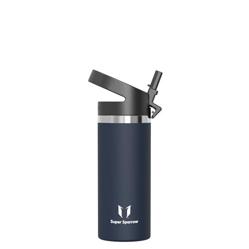 Sparrow Waterfles Kind 500ml Metaal Fles RVS Drinkfles met Rietje