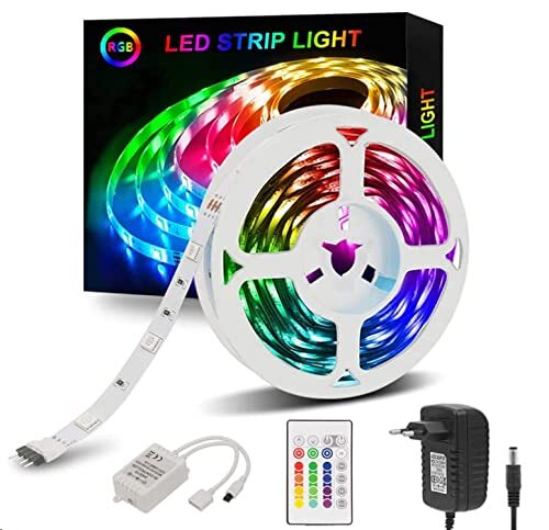 Sylvvin Ledstrip, 5 m, RGB, ledstrip, 5050 ledstrip met afstandsbediening, 16 kleurwisselingen, 4 modi voor huis, kastdecoratie, slaapkamer, afstandsbediening