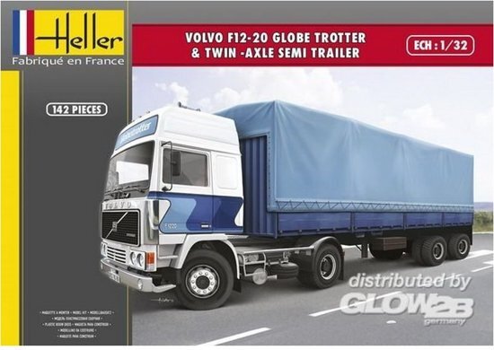 Heller Volvo F12-20 Globe Trotter & twin-axle semi trailer