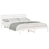 vidaXL Bedframe with Headboard White 160 x 210 cm Solid Pine Wood