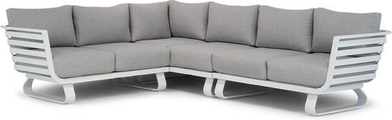 Santika Sovita 4-delige hoek loungeset - Wit - 6 zitplekken