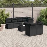 Maison Exclusive - Ensemble de jardin, 8 pièces, avec coussins, noir, en polyrotin