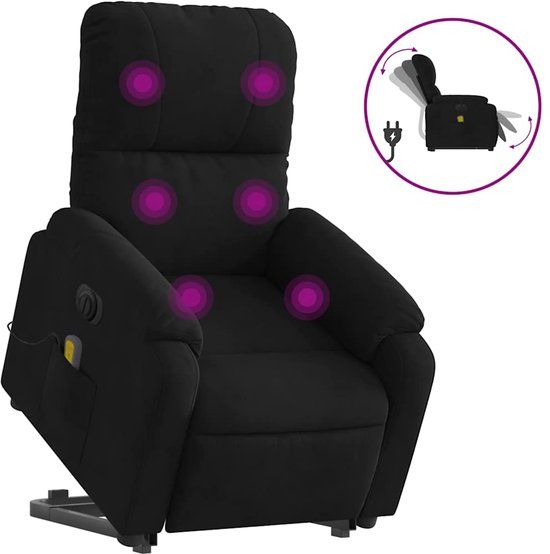 vidaXL Sta-op-massagestoel elektrisch verstelbaar microvezelstof zwart