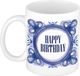 Bellatio Decorations Mok - Delfts Blauw - Happy Birthday - Keramiek - Blauw