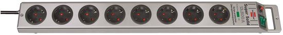 Brennenstuhl Super-Solid - Stekkerdoos - 8-voudig - 2.5 m - Zilver