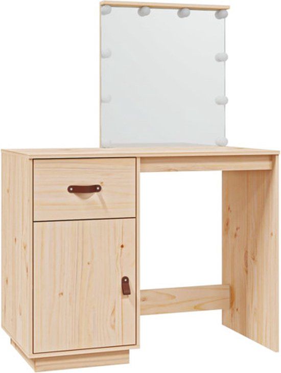 vidaXL Kaptafel met LED - Naturel - Grenenhout - 95x50x133,5 cm