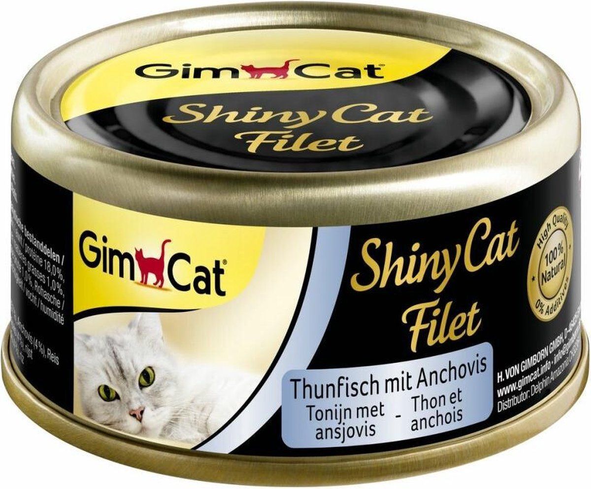 GimCat ShinyCat Filet Tonijn - Ansjovis 70 gr - 24 stuks