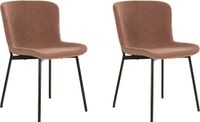 QUVIO Eetkamerstoel Lucy – Eetkamerstoelen - Bouclé - Staal - Bruin - Roestbruin - Set van 2