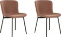 QUVIO Eetkamerstoel Lucy – Eetkamerstoelen - Bouclé - Staal - Bruin - Roestbruin - Set van 2