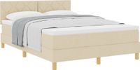 vidaXL Boxspring bed met kussen met hoofdeinde Crème 140 x 200 cm Stof