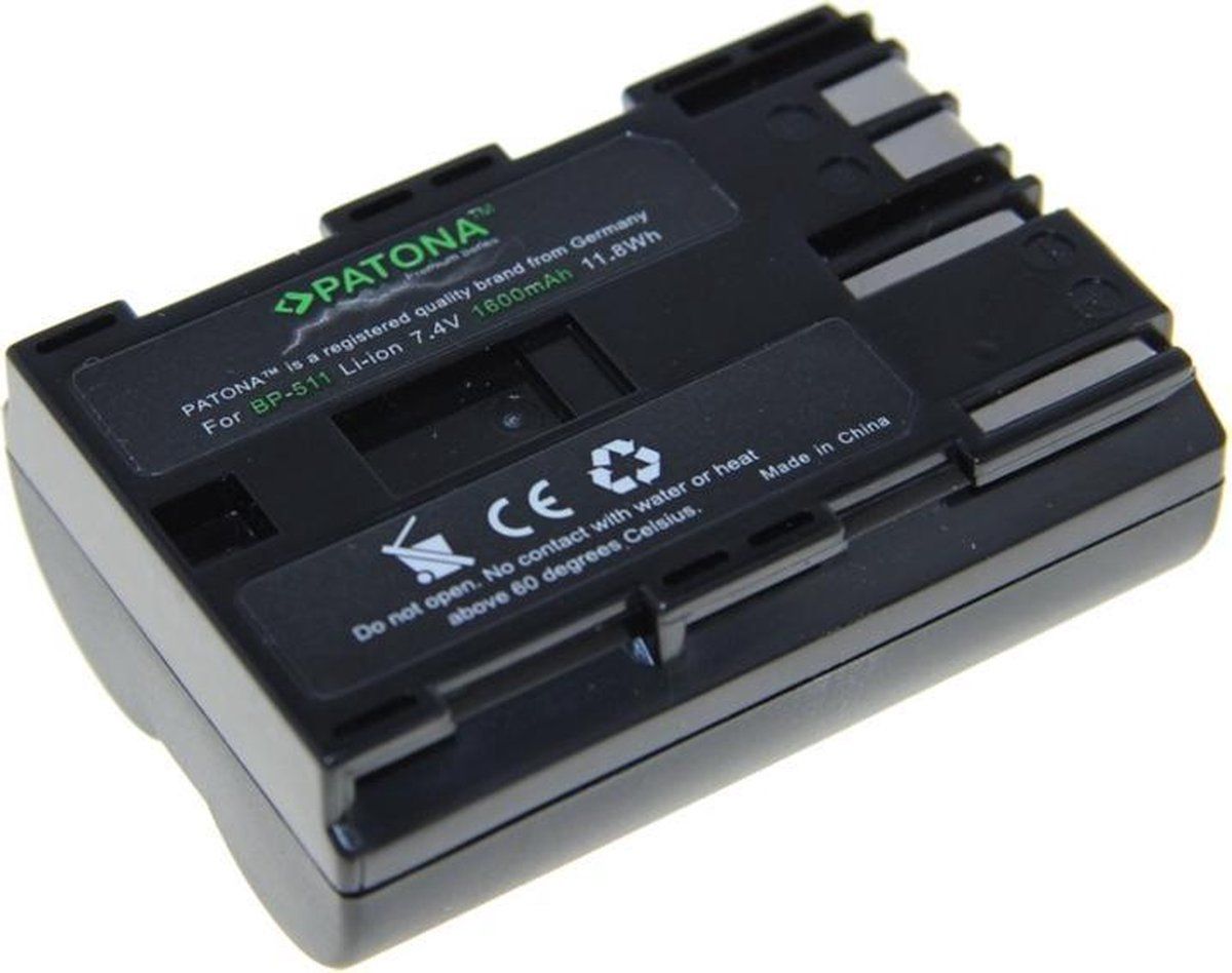 Patona PREMIUM Accu Batterij Canon BP-511 - 1600mAh
