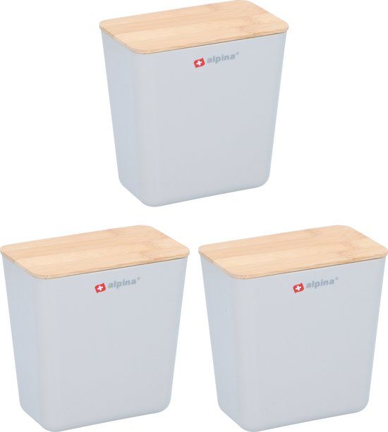 alpina Voorraadbussen Set 3 Stuks - 1L - Kunststof - Luchtdicht - Wit