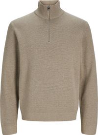 Jack & Jones Trui Jprblamilano Stitch Knit Half Zip S 12259664 Greige/melange Heren Maat - M