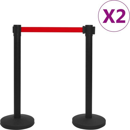 vidaXL Afzetpalen - 4 stuks - met banden - ijzer - zwart
