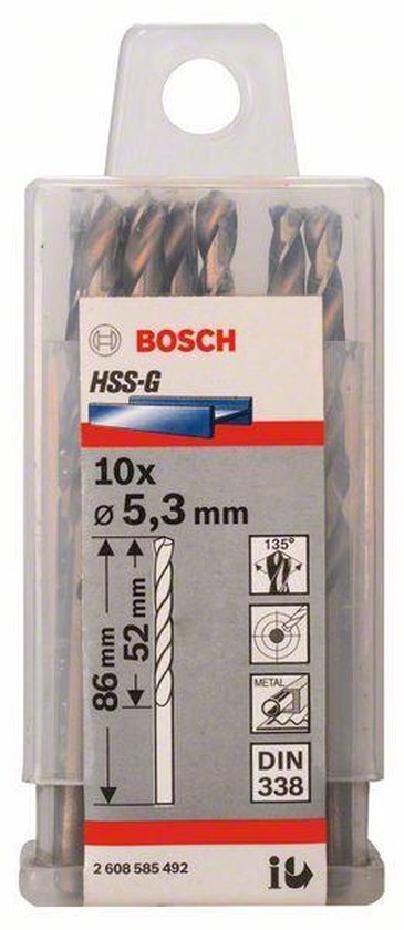 Bosch - Metaalboren HSS-G, Standard 5,3 x 52 x 86 mm