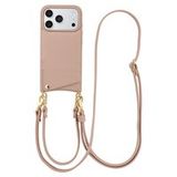 Selencia Nova Telefoonhoes met Koord en Pashouder voor de Apple iPhone 18 Pro / 17 Pro - Dusty Rose