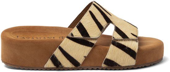 Lazamani Mille Dames Slippers Zebra Beige/Zwart Maat 36