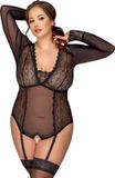 Cottelli CURVES Open Kruis Bodysuit Vrouwen Zwart 2XL