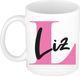Bellatio Decorations Naam mok Liz - roze - wit - keramiek - 300 ml - cadeau beker