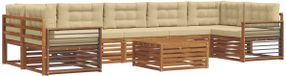 vidaXL Buiten bank set 8 st Natuurlijk en Beige