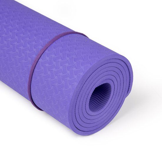 Yogamat Paars 183x61cm - Fitnessmat - 6mm Dik - Met Draagsysteem
