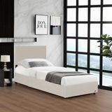 Corium Eenpersoonsbed Juva met lattenbodem en opbergruimte 90x200 cm beige