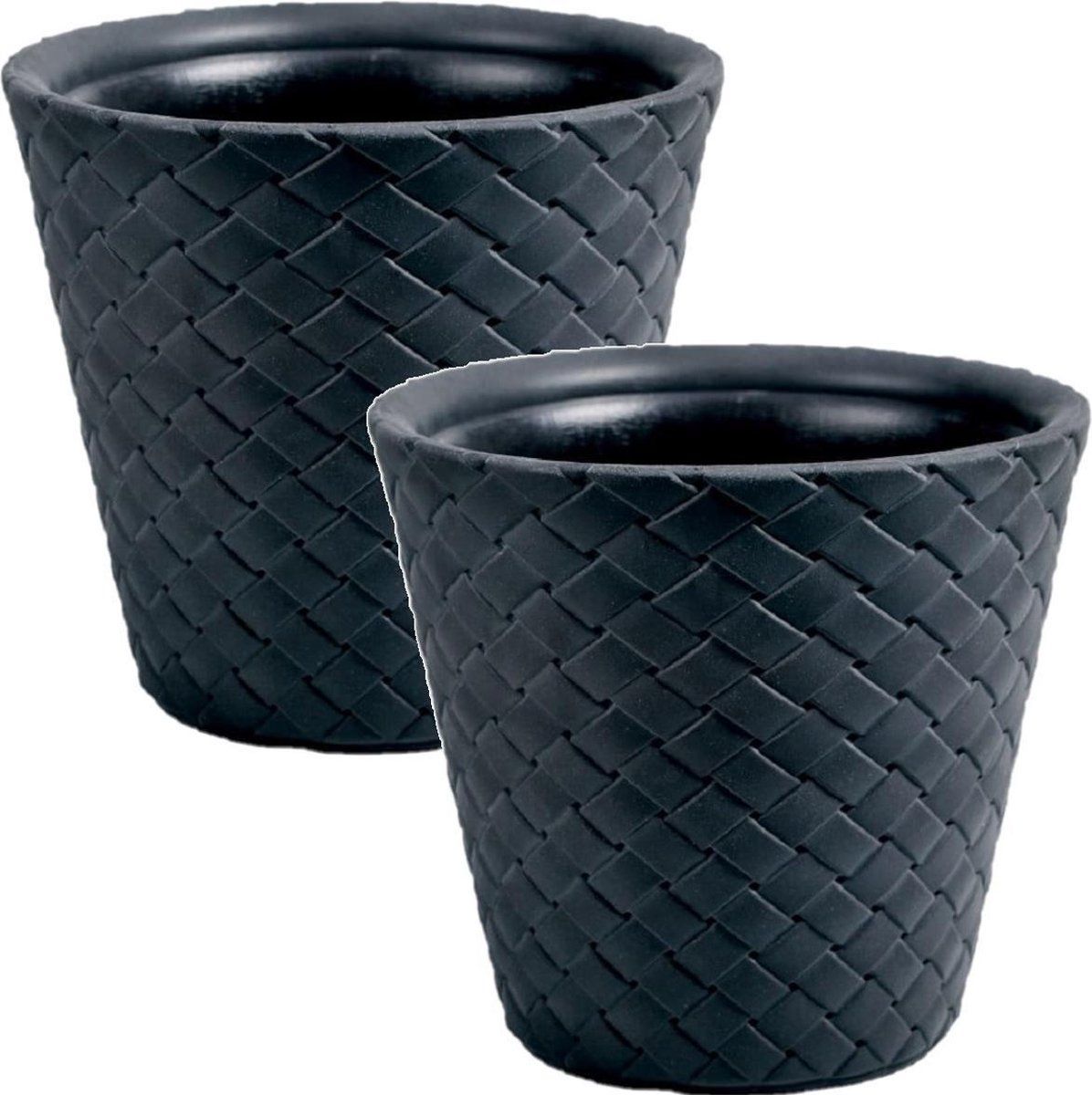 Prosperplast Matuba - Bloempot - 50 cm - 52 liter - Antraciet - Set van 2