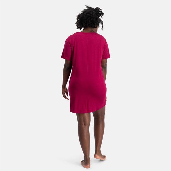 Bamboo Basics Nachthemd Dames Korte Mouw Nora - Bamboe Nachtjapont Dames - Bordeaux Pyjama - Maat XL