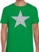 Bellatio Decorations De Ster van de show - verkleed t-shirt - groen - met zilveren ster in glitters - heren - glamour - Disco S