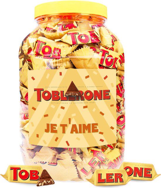 Toblerone Mini Chocolade "Je t'aime" - Melkchocolade met Nougat, Amandel en Honing - 1000g
