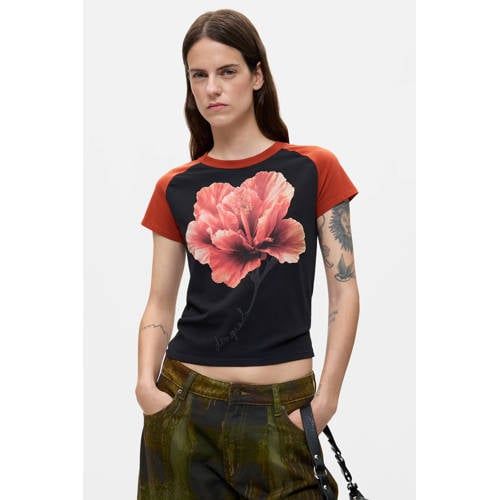 Desigual gebloemde T-shirt - zwart