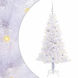 vidaXL Kunstkerstboom met 150 LED, Wit, 150 cm, PVC en Staal