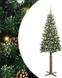 vidaXL Slanke kerstboom groen 150 cm PVC en massief dennenhout