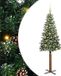 vidaXL Slanke kerstboom groen 150 cm PVC en massief dennenhout