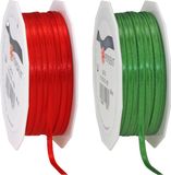 Merkloos / Sans marque Cadeaulint/sierlint pakket - groen/rood - 3 mm x 50 meter - Hobby/decoratie/knutselen