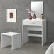 en.casa Kaptafel met krukje en spiegel make up tafel 132x63x39 cm wit